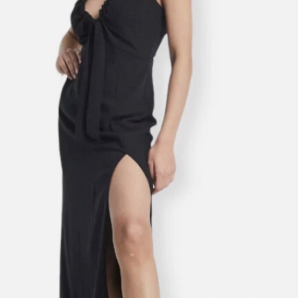 Abercrombie & Fitch | Matte Black Satin Midi Slip Dress | Size XS - Picture 2 of 7